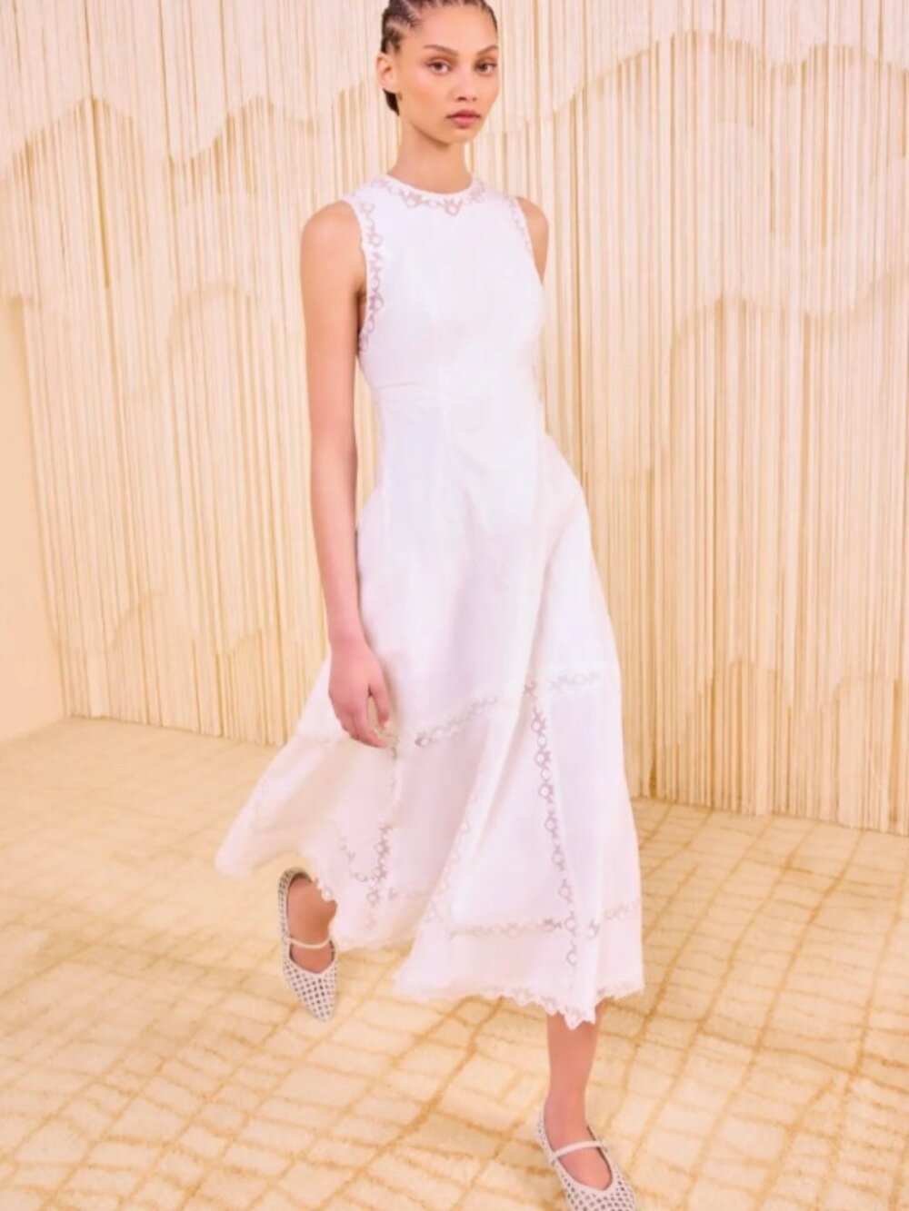 NWOT ULLA JOHNSON Anela Sleeveless Midi Dress in Pristine S $520